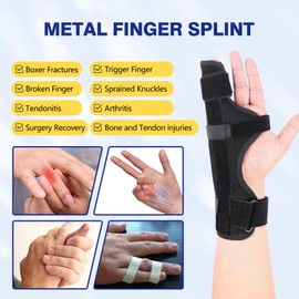 Cozyhealth Boxer Finger Splint Brace, Supports Pinky, Ring, Knuckles - Right or Left Adjustable Metacarpal Hand Brace, Straightening for Trigger Finger, Injury, Fracture, Broken, Tendonitis (9 inch)