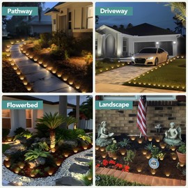 SOLPEX Mini Solar Ground Lights, 10 Pack Solar Lights Outdoor Garden, Solar Pathway Lights Outdoor, Waterproof Landscape Lighting for Patio Yard Driveway Walkway (Warm White)