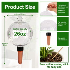 26oz Extra Large Plant Watering Globes, Self Watering Bulbs and Water Globes for Indoor Outdoor Potted Plants, Vacation Watering While Away 4-Pack