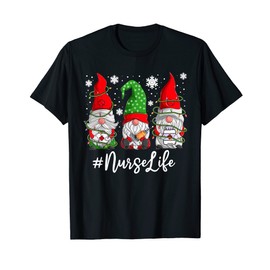 Nurse Christmas Shirt for Women Matching Nursing Gnome T Shirt, black