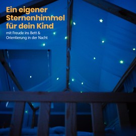 lilimaus House Bed Canopy with Luminous Stars - Bed Canopy House Bed Decoration - Gift Girls & Boys - Canopy Bed Curtains for 90 x 200 cm and 120 x 200 cm Children's Beds - Luminous Stars Children's