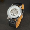 Winner Calendar Hollow Automatic Mechanical Movement Causal Men Wristwatch(White Gold)