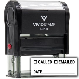 All Quality CALLED/EMAILED (w check boxes & date line) Self-Inking Rubber Stamp - Medium 9/16" x 1-1/2", Black