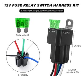 SHMZK 3 PCS 12V Fuse Relay Switch Harness Set, 5 Pin 30A ATO/ATC SPST Automotive Relays with 12 AWG Heavy Duty Wires, Electrical Relay for Truck Boat Van Motorcycle, Car Accessories
