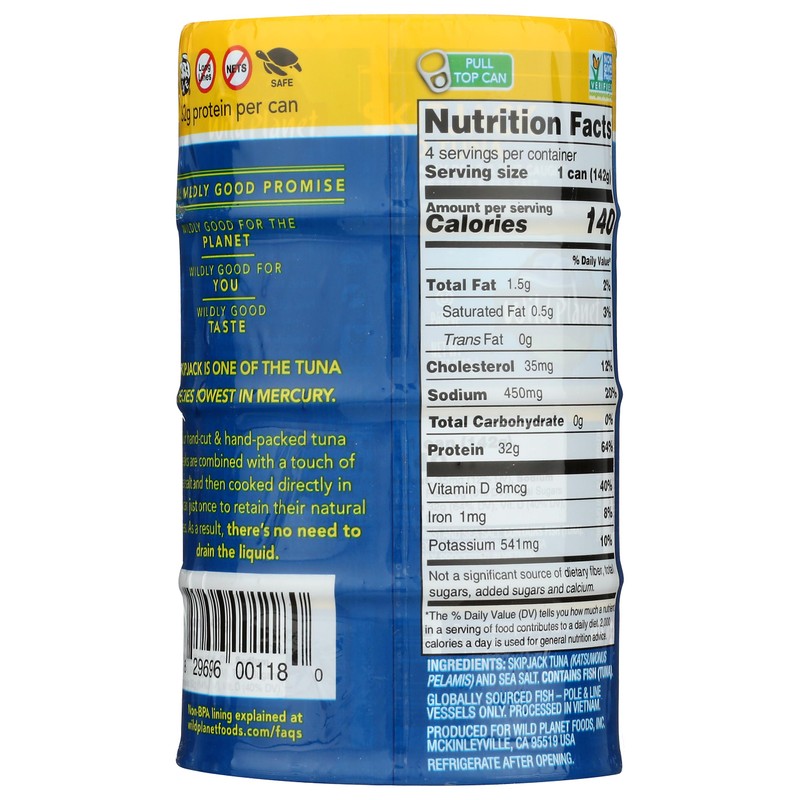 Wild Planet, Skipjack Tuna, 20 Ounce (Pack of 4)