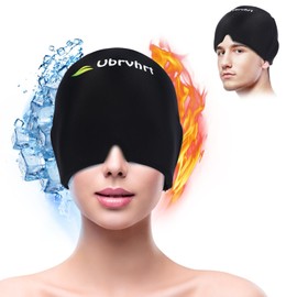 Migräne Maske Kopfschmerzen Maske, 360° Abdeckung Migräne Mütze Migraine Relief Cap, Kalt Warm Kompresse Kühlpads Gel für Kopfschmerzen, Geschwollene Augen, Nebenhöhlen, Doppelseitiges Gel