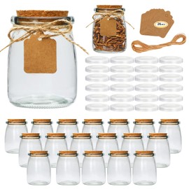 Brajttt Brajttt Mini Yogurt Jars 30 Pack, 7 oz Glass Favor Jars with Cork Lids, Pudding Containers with Lids, Mason Jar Wedding Favors Honey Pot with Label Tags and String