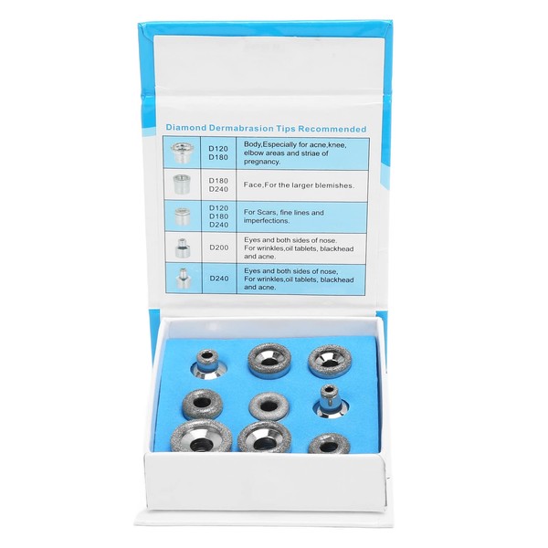 NSXAYIWE 9 Pieces Dermabrasion Replacement Tips, Wrinkle Removal, Metal, Various