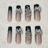 Jremg Black French Tip Press on Nails Long Square Fake