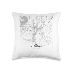 Clemson SC map travel souvenir Throw Pillow
