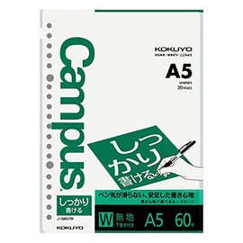 Kokuyo Campus Loose Leaf (Solid Writing), Plain, A5, 60 Pieces, 60 Sheets