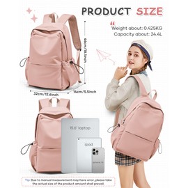 Pink School Backpack for Girls Boys,Waterproof Bookbag for Women Men, Mini College Student School Bag, Lightweight Travel Rucksack Casual Daypack,Laptop Backpacks