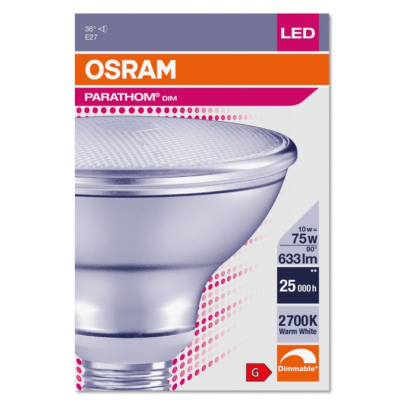 OSRAM LED Parathom PAR30, Socket: E27, Dimmable, Warm White, Replaces