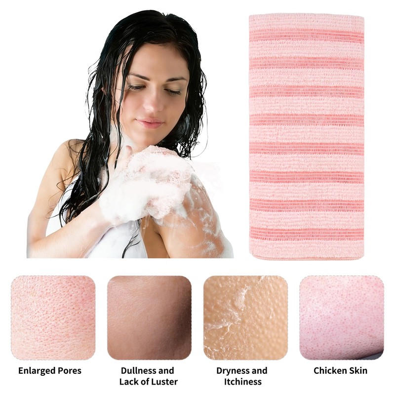 Herbbree 3Pcs Exfoliating shower towel Extra Long Japanese Towel for