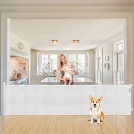 Ycozy Retractable Baby Gate for Stairs Dog Safety Gate Pet Retractable Door Mesh Barrier for Stairs Extra Wide 34" Tall, Extends up to 118" Drilling Installation for Indoor Doorways Child/Puppy/Cat