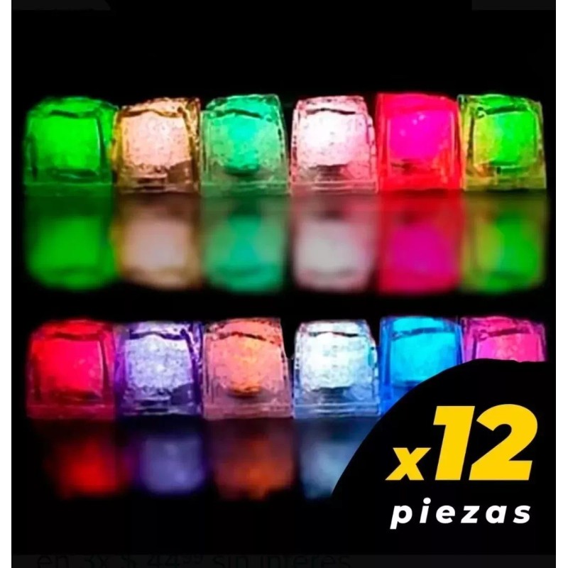 Movasa 12 Cubos Hielo Led Luminoso Multicolor Fiesta