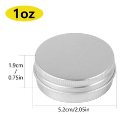 CABAX 1 oz Silver Tins, Round Aluminum Empty Cans with Lids for Candle Making Arts Crafts Storage Cosmetic Lip Balm Cream, 12 Pcs