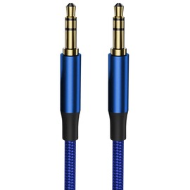 Aux cable 3.5mm Male Stereo Jack To Jack Audio Cable, Headphone Aux Cord Audio Stereo lead,Nylon Braided Aux Lead for Car, Headphone, MP3 Player, Smartphone, Home Stereos, Laptop and More (Blue)