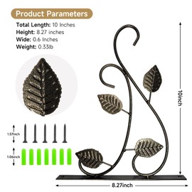 B BRIDGE ABROAD 2 Pack Metal Iron Hook.Hangers Outdoor Metal Hanging Plant Bracket Bird Feeder Plant Hooks for Hanging Flower Basket, Wind Chimes, Solar Lanterns, Leaf Style Hook (Castle Gold).