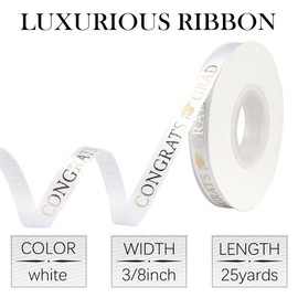 Graduation Ribbon Class of 2025 for Flower Bouquet White Ribbon Class of 2025 GraduationRibbon 3/8 in 25 Yards Congrats Grad Ribbon GraduationSeasonribbons Classof 2025 ribbonfor DIY Craft Gift