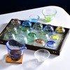 Mozacona 4pcs Glass Colorful Sake Cups Set,Small Wine Cups,Tea Cups