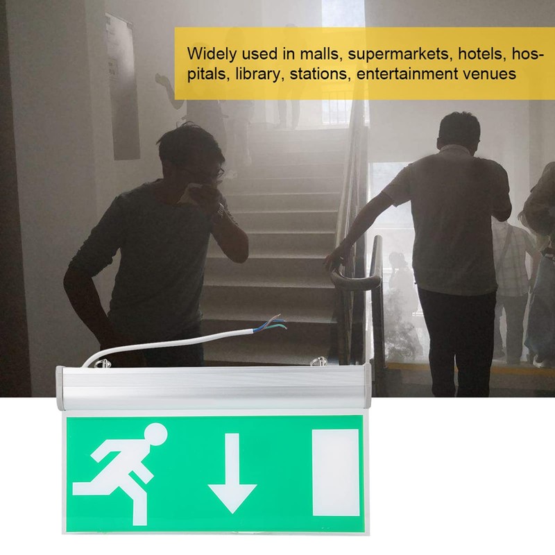 LED Emergency Exit Sign Light, Fire Arrow Down Suspended Safety