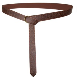 GelConnie Viking Belt Mens Renaissance Belt Celtic Ring Belt Knight Long Medieval Brown Belt Western Leather Belts Ren Faire Belt for Men Women