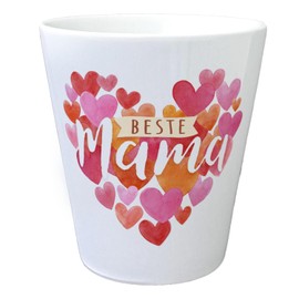Hearts Flower Pot with Saying Beste Mama Ideal Mother's Day Gift Love in Heart Design For Mum Mother Love Family Ehren