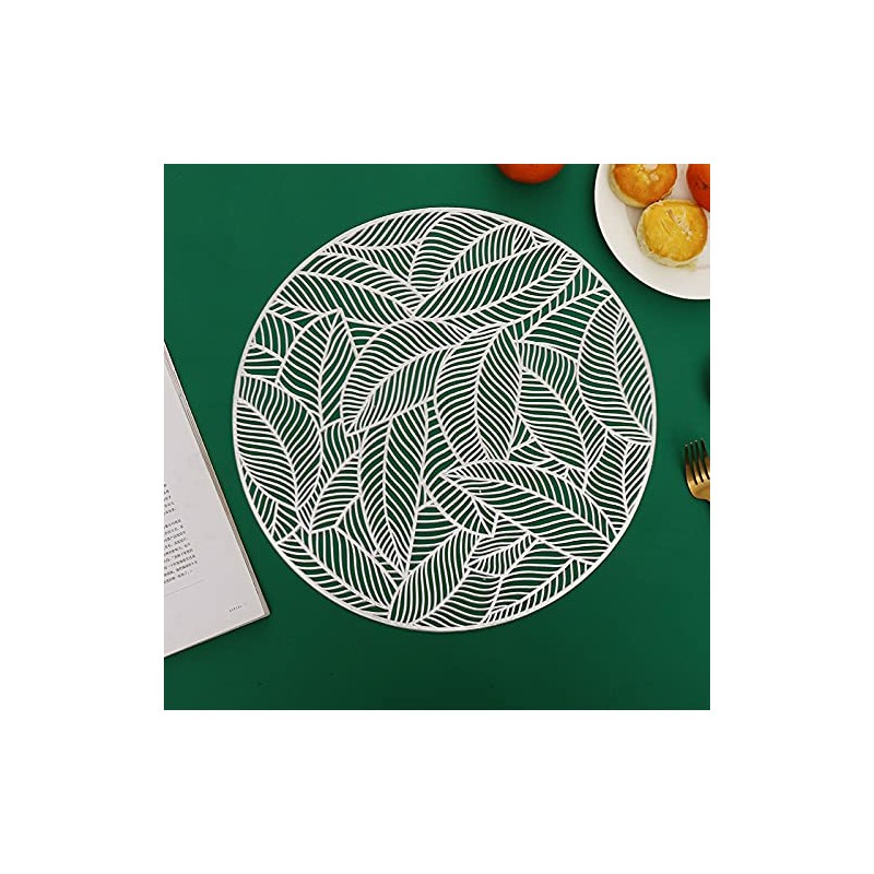 Hosoncovy 4 Pack Leaf Decorative Placemats PVC Placemats Hollow Dining