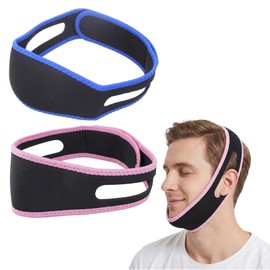 SWYZOR Fascia Antirussamento 2 Pezzi, Dispositivo Anti Russamento Regolabile, Mentoniera per Dormire Meglio, Rimedi per Non Russare Comfort Traspirante per Uomo e Donna (Rosa,Blu)