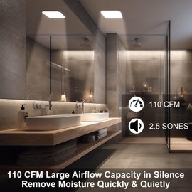 JOEAONZ Bathroom Exhaust Fan with Light 110 CFM Quiet with Color Change, 3000K/4000K/5500K 1000LM Household Ventilation Fan Light Combo, Energy Saving Ceiling Mount Bathroom Extractor, Memory Function