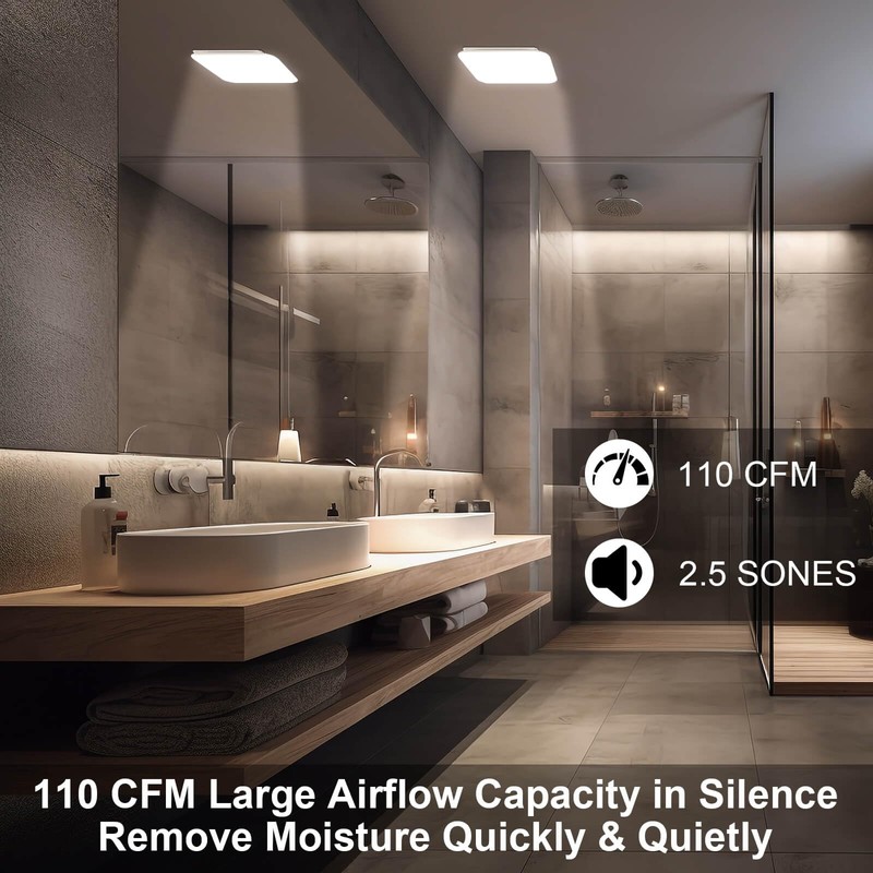 JOEAONZ Bathroom Exhaust Fan with Light 110 CFM Quiet with