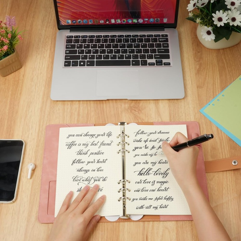 ANOMM A5 Ring Binder Notebook PU Leather Diary, Refillable Notebook