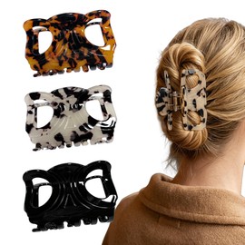 3 PCS Premium Acetate Butterfly Hair Claw Clip, Medium Hair Clips for Women