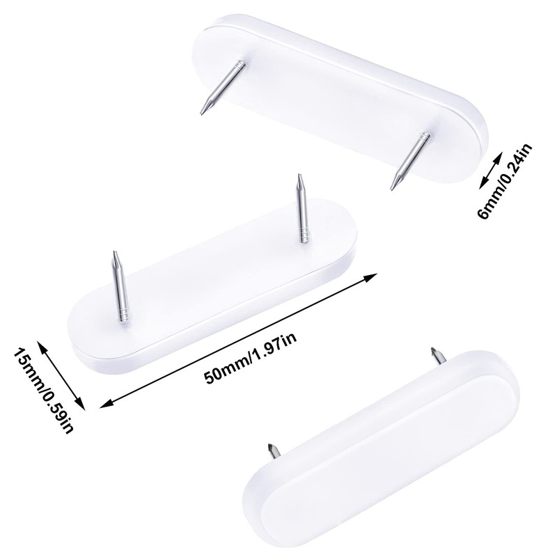 Jetec Plastic Head Double Pins Bed Skirt Holding Pins White