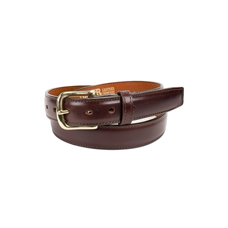 Handmade Italian Leather Dress Belt (Size 50, Brown)