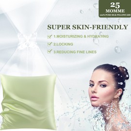 PiccoCasa 25 momme Double-Sided 100% Silk Pillowcase for Hair and Skin - Mulberry Silk Pillowcase - with Hidden Zip Olive Green 40 x 40 cm