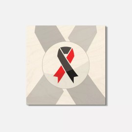 Unbranded Red And Black Ribbons Set - Atheism Symbol 4'' X 4'' Square Wooden Coaster