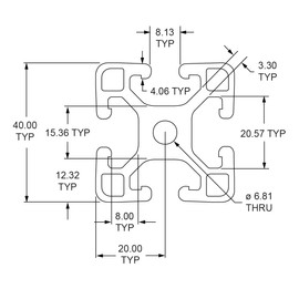 8020, 40-4040, 40 Series 40mm x 40mm 40x40 T-Slotted Aluminum Extrusion DIY Extruded Linear Slot Bar Rail Metric 80/20 (Lite, Clear Anodize, 455mm Long)