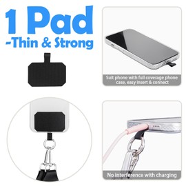 Clip & Go Phone Strap Crossbody with Wallet, 2 Pcs-Crossbody Lanyard with a Zipper Bag & Wrist Lanyard-1 Pad, Save Girls Phone Strap with Pouch, Universal Adjustable Neck Cellphone Holder (Black)