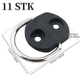 AMANDELIZABE Pack of 11 D Construction Ring Lashing Eyelet, D Ring Hook for Picture Frames, Stainless Steel D Shape Lashing Eye for Loads Securing in Cars, Kayaks and Trailers, Black