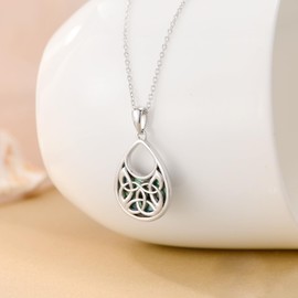 VONALA Irish Celtic Knot Necklace Sterling Silver Abalone Shell Chain Celtic Pendant Jewellery Birthday Gifts for Girls Women Woman Woman for Her, Sterling Silver, Abalone bowl