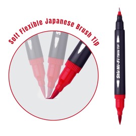 STIC 12 Brush Dual Tip Pens Fineliner Art Markers Doodle Acrylic Alcohol Coloring Soft Professional Set Assorted Sketch Colors Micro Doodling Calligraphy Lettering Anime (Multicolor)