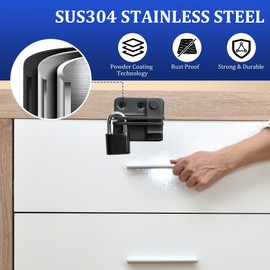 SAYAYO EMST3005-B Stainless Steel Door Bolt with Padlock Small Lockable with Padlock Hole Latch Black for Gate, Window, Fence, Open Left