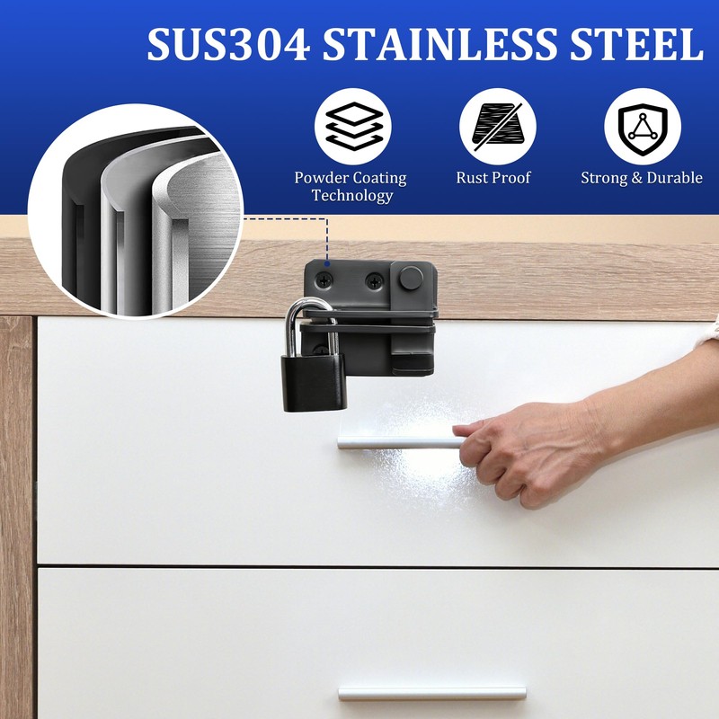 SAYAYO EMST3005-B Stainless Steel Door Bolt with Padlock Small Lockable