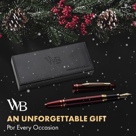 Wordsworth & Black Majesti Fountain Pen-(Red), Luxury Case, 24K Gold Finish; 18K Gilded Fine Nib- Ink Cartridges, Refillable Ink Converter-Calligraphy Pen-Best Business Gift Set for Men & Women