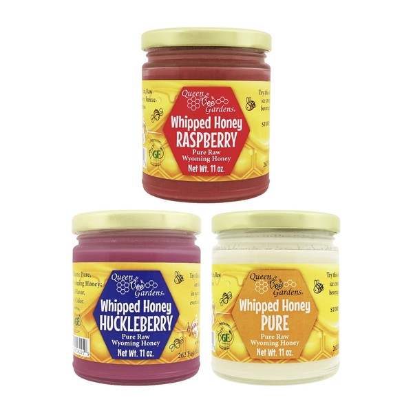 Queen Bee Gardens All Natural Whipped Wild Clover Wyoming Honey - Variety - 3 Pack