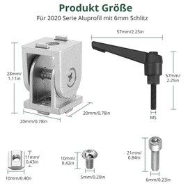 JiGiU Angle Connector Adjustable Joint for 2020 Aluminium Profile 6 mm Slot Joint Connector with Clamping Lever Flexible Hinge Swivel Mounting Material for 3D Printer Parts DIY Project (4 Pack)