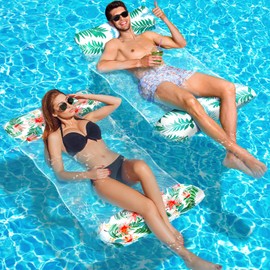 Amteker Wasserhängematte Erwachsene 4 in 1, Luftmatratze Pool XL 2 Stück, Luftmatratze Wasser Pool Zubehör Spaß, Pool Spielzeug, Aufblasbarer Wasserspielzeug Hängematte, Luftmatratze Pool Erwachsene