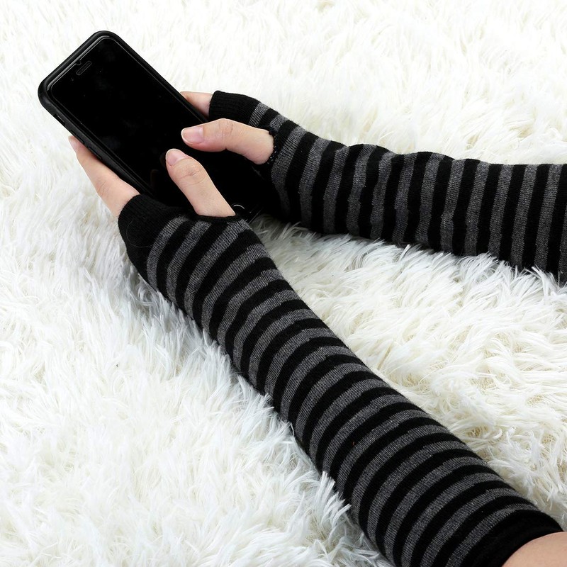 sourcing map Women's Arm Warmers Winter Knitted Cold Elbow Long